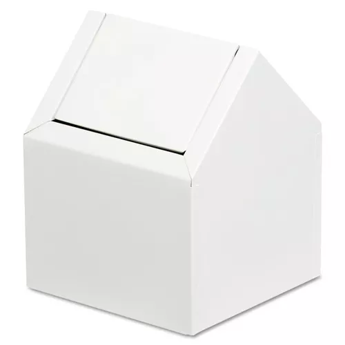 HOSPECO 2201 Double Entry Swing Top Floor Receptacle - Metal, White