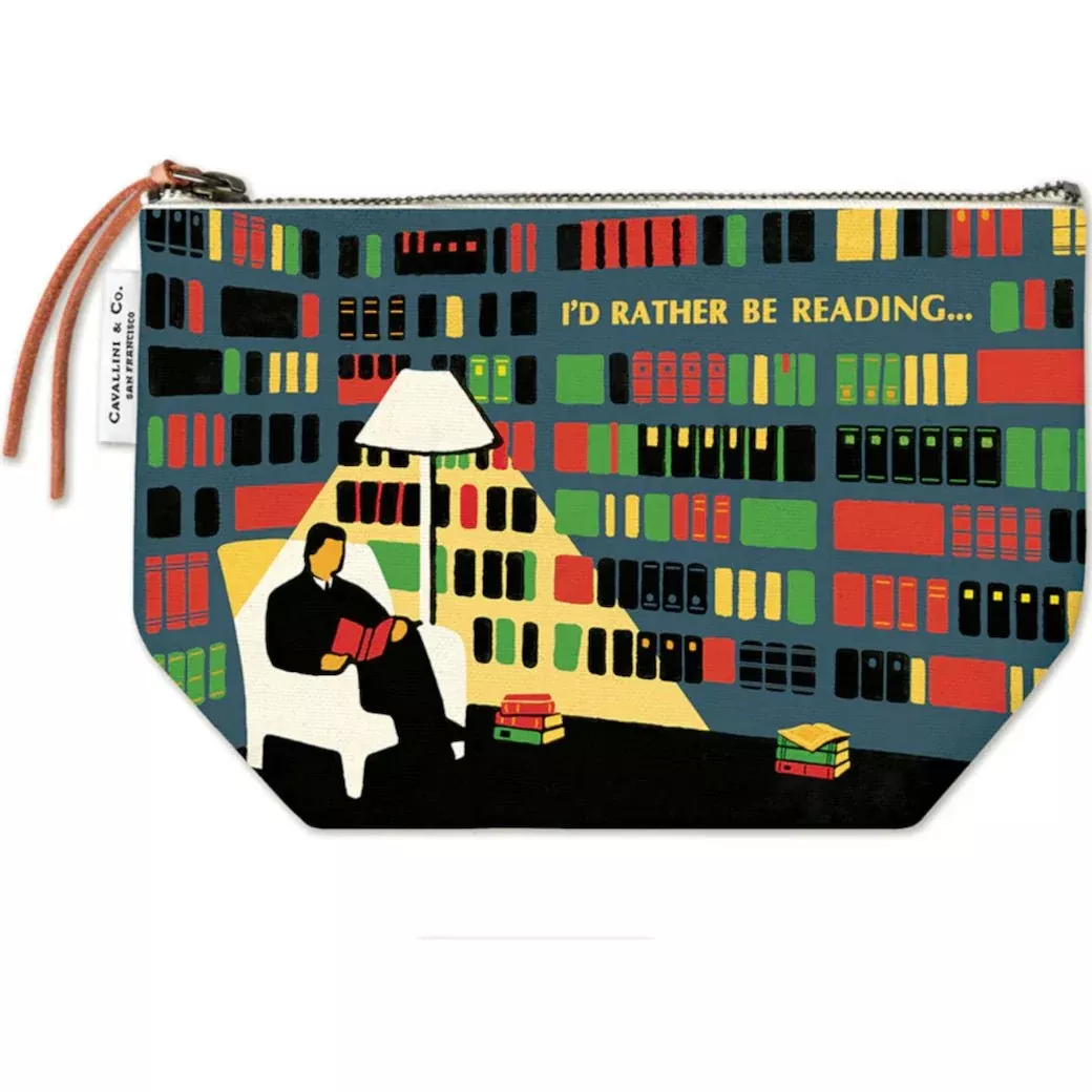 I'd Rather Be Reading Zippered Canvas Pouch