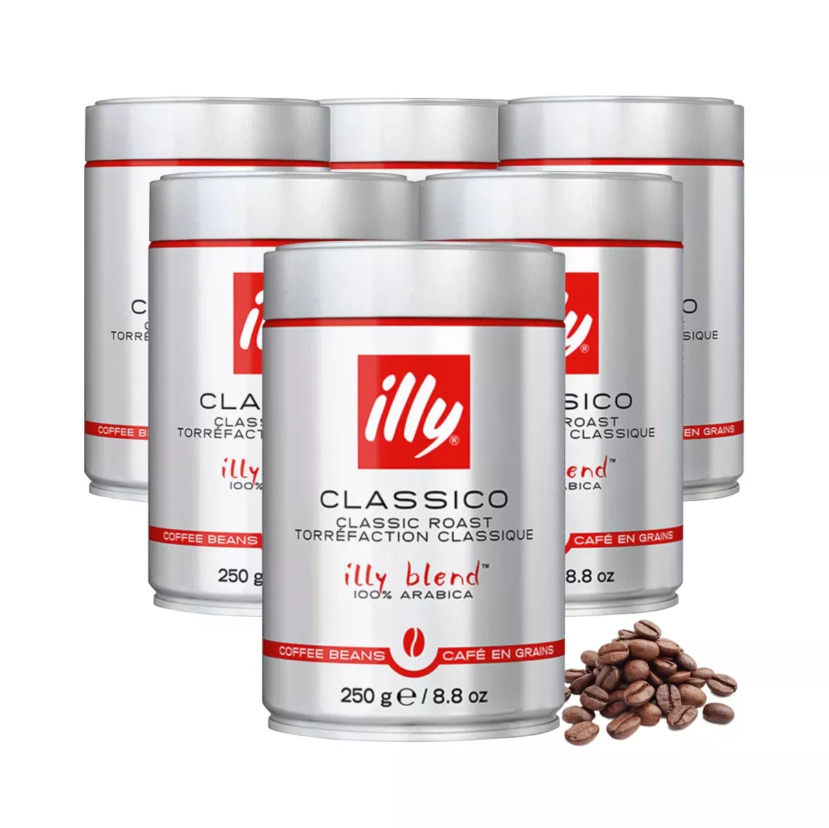 illy Classico Whole Bean Coffee - Medium Roast (250g x 6 pieces)