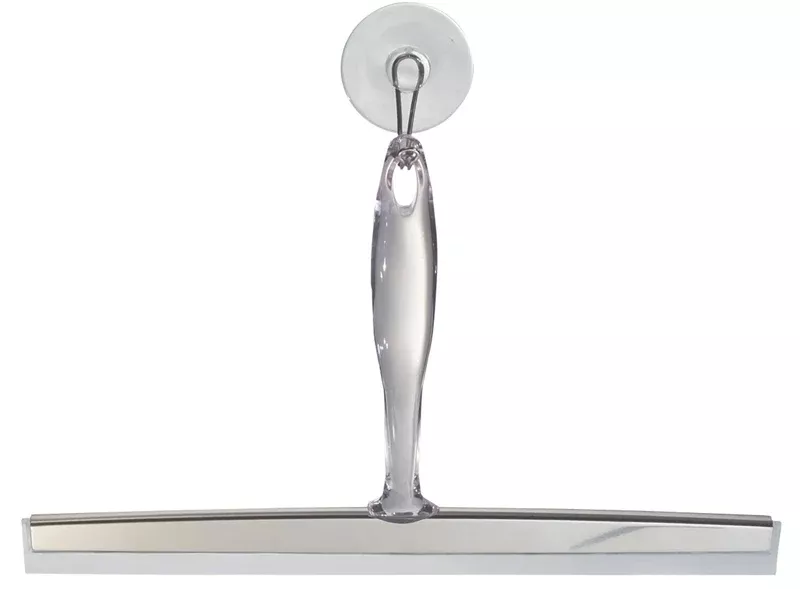 InterDesign Chrome Shower Squeegee with Suction Holder – 12" Blade
