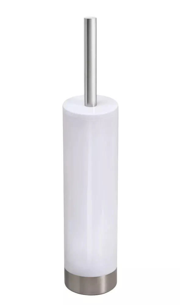 InterDesign Slim Toilet Bowl Brush and Holder – White/Brushed Stainless Steel