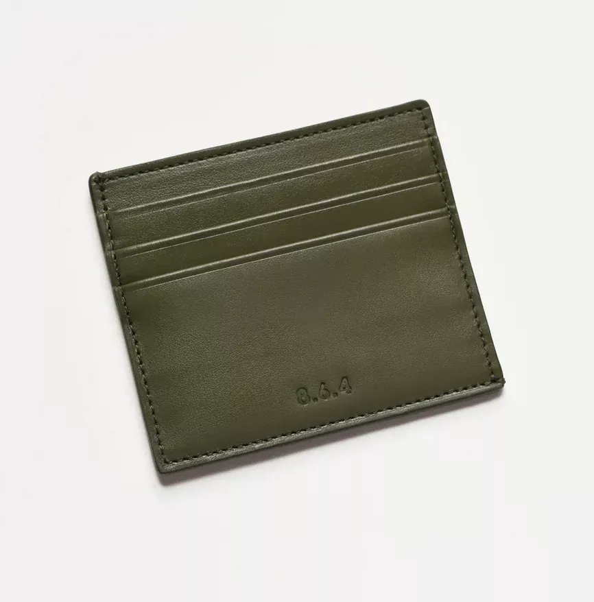 Italian Leather Card Case - Military Green