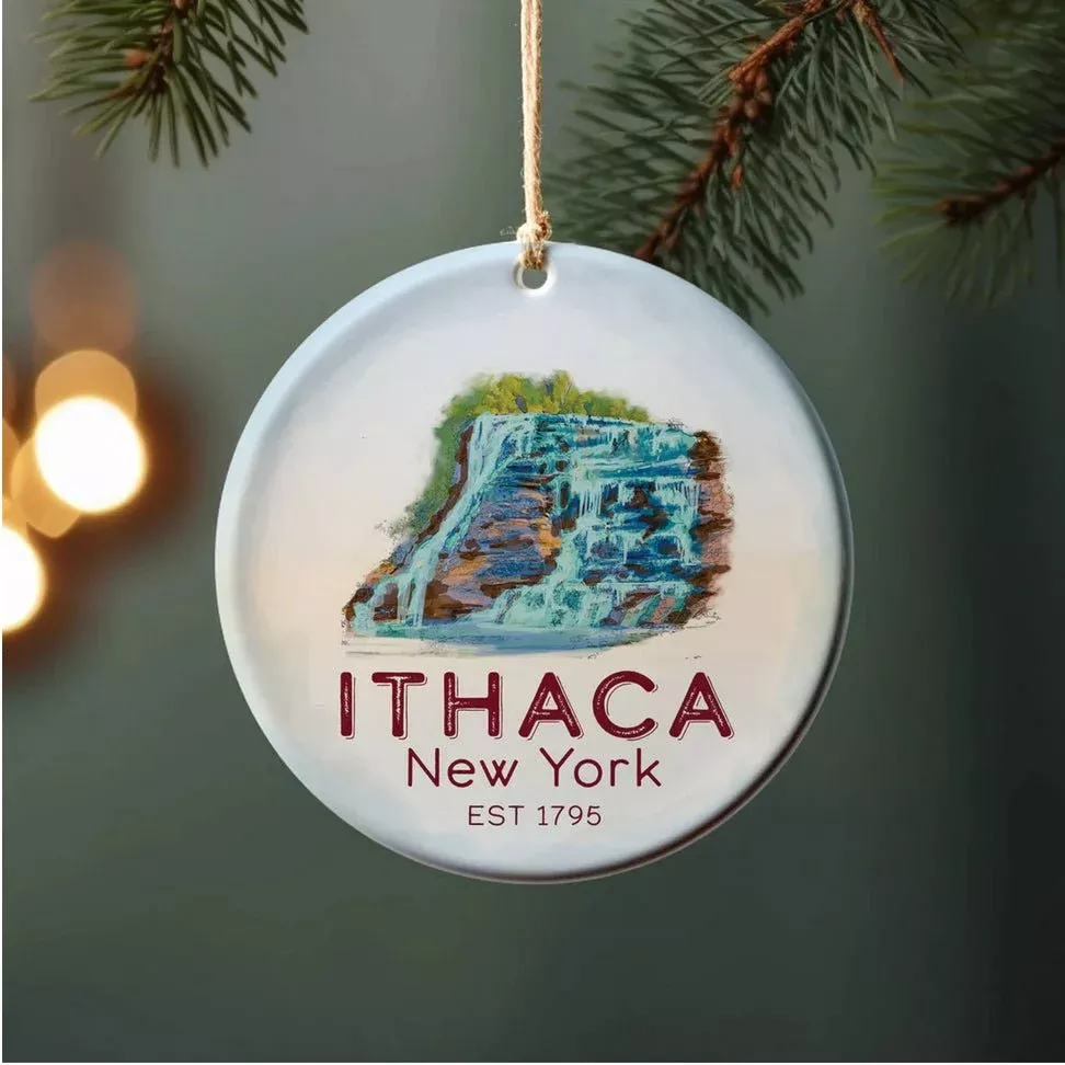 Ithaca Falls Porcelain Ornament