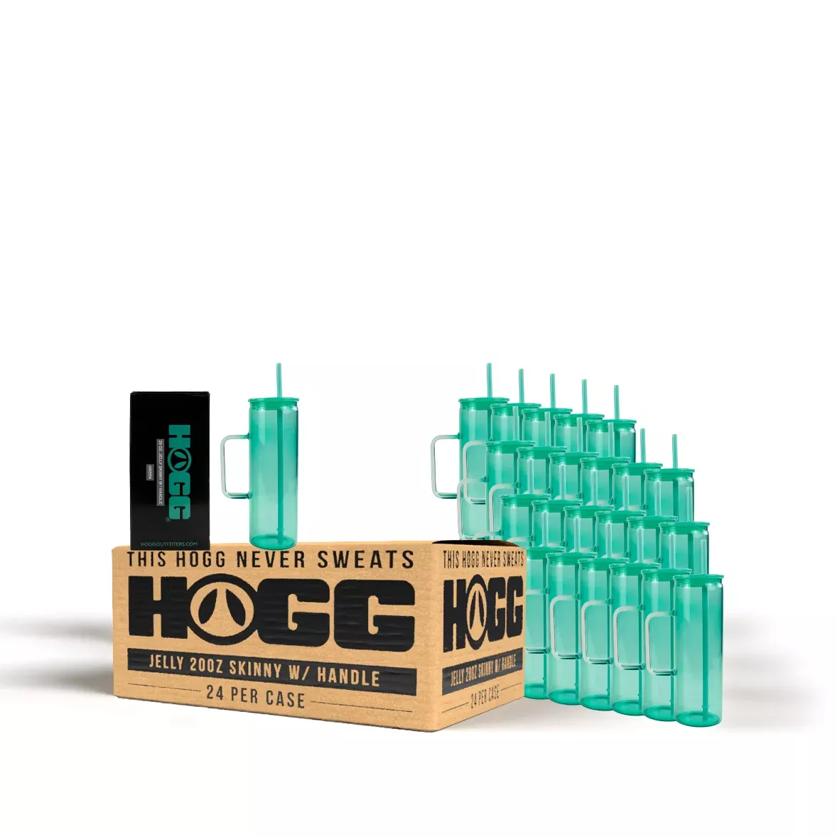 Jelly 20oz Skinny W/ Handle Case (24 Units) - Green