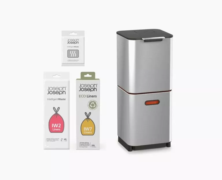 Joseph Joseph Totem Compact 40L Stainless-steel Waste & Recycling Trash Can Starter Set
