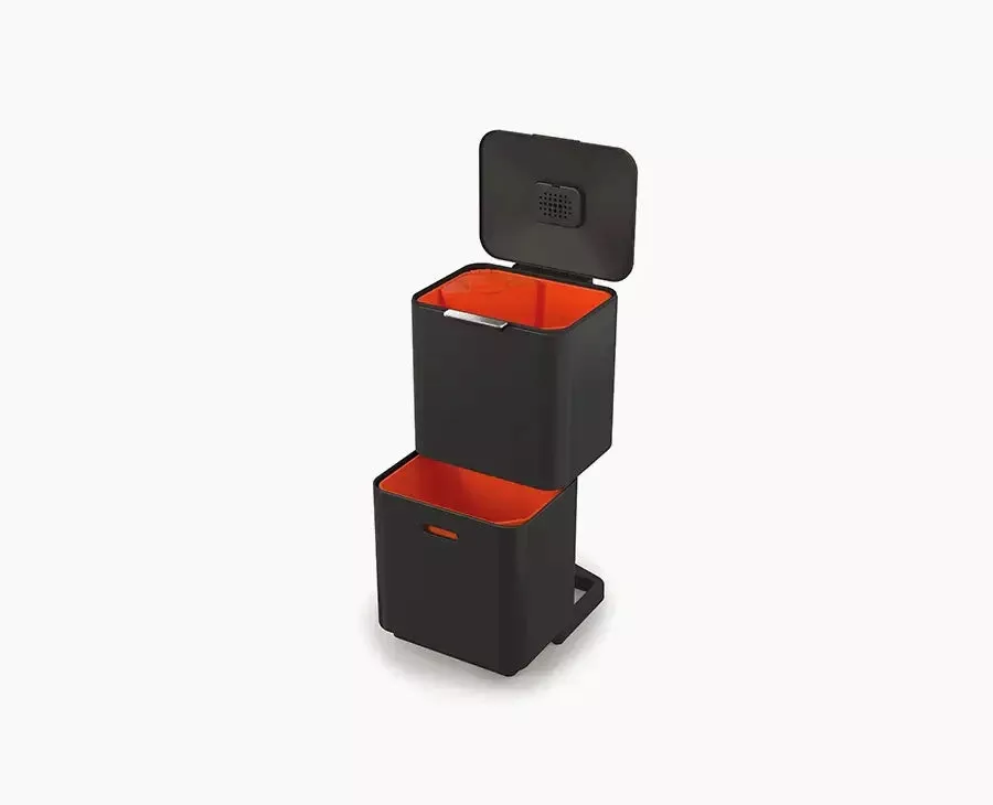 Joseph Joseph Totem Max 60L Black Waste & Recycling Trash Can