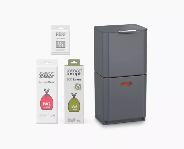 Joseph Joseph Totem Max 60L Gray Waste & Recycling Trash Can Starter Set