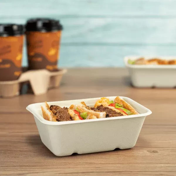 Karat Earth 24oz Molded Fiber Take Out Container, Rectangular - 500 pcs