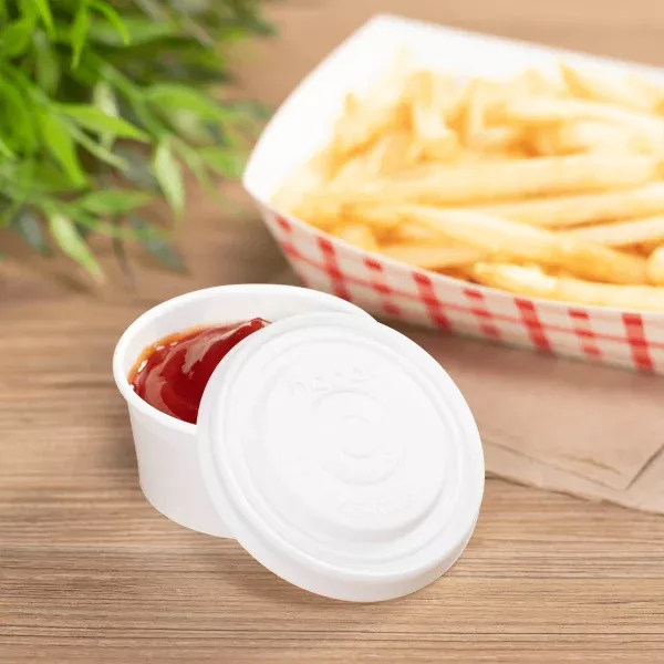 Karat Earth 62mm Compostable Flat Lid for 2 oz Eco-Friendly Paper Portion Cup - 2,000 pcs