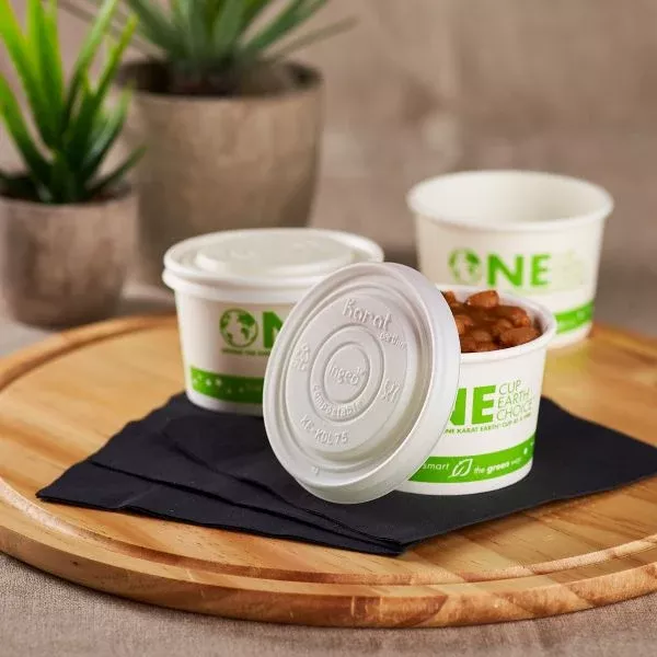Karat Earth 75.3mm Flat Lid for 4oz Compostable Paper Food Container & Paper Portion Cups - 1,000 pcs