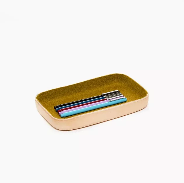 Kawabon Small Felt and Leather Tray - Golden