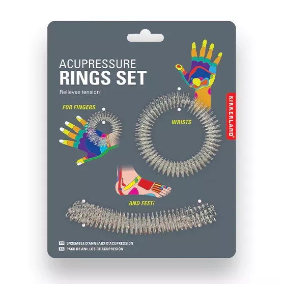 Kikkerland Acupressure Massage Rings for Wrist, Finger & Foot– Set of 3