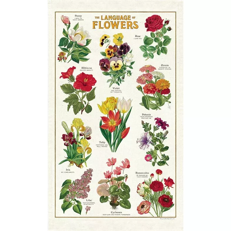 Language of Flowers 100% Cotton Tea Towel