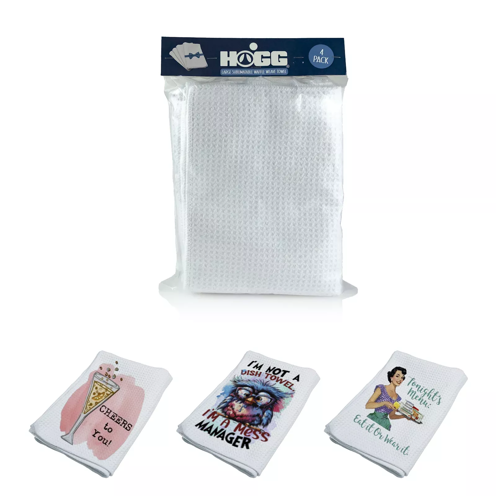 Large Sublimatable Waffle Weave Towel - 4 Pack