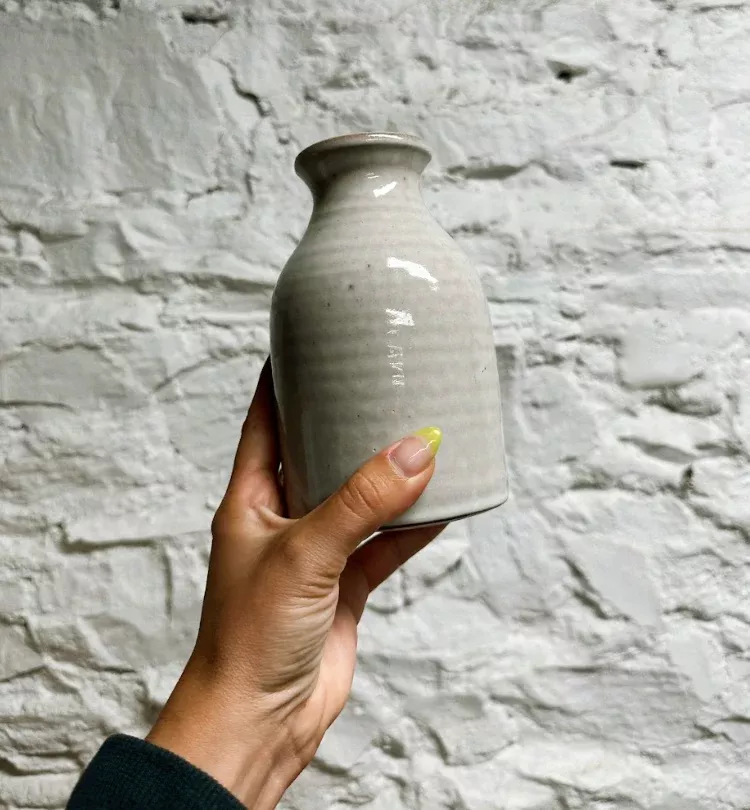 Laura White Pottery Milk Bottle - Medium Full Glaze