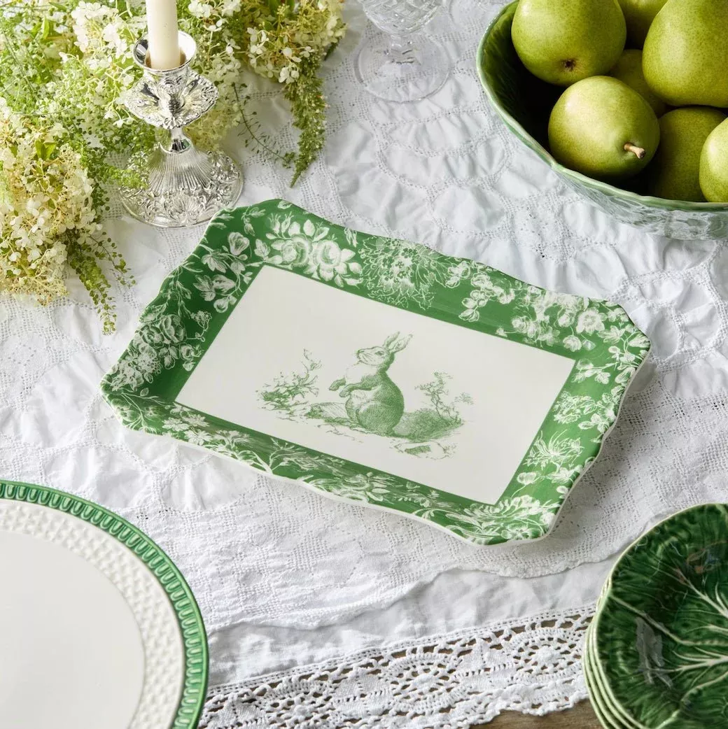 Le Jardin Green Garden Bunny Serving Platter