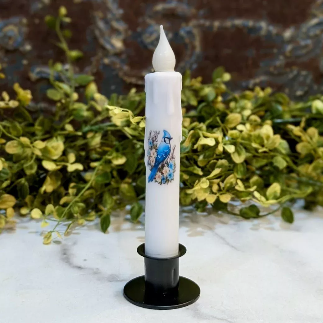 LED Battery Operated Taper Candle Blue Jay