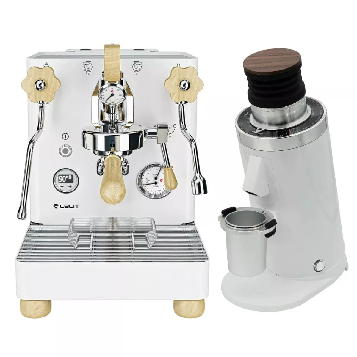 Lelit Bianca 3 PL162TCW Espresso Machine White and DF64 Gen 2.5 Grinder Grinder White Bundle
