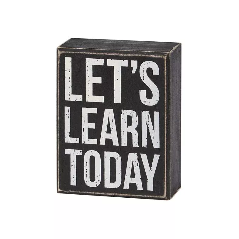 Let’s Learn Today Rustic Wooden Block Sign