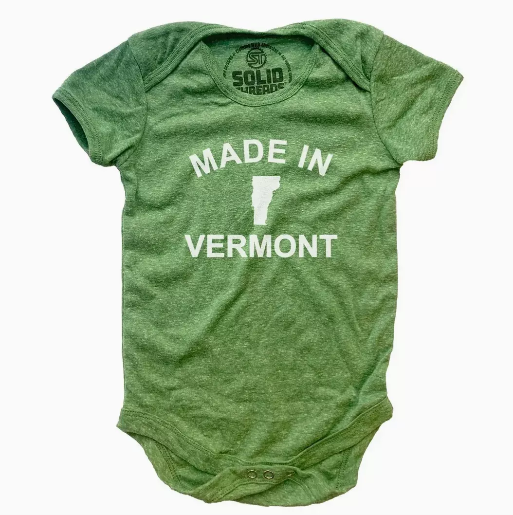 "Made in Vermont" One Piece Baby Romper