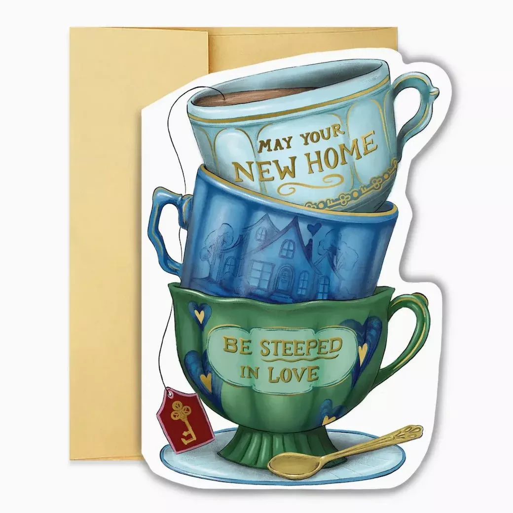 May Your New Home Be Steeped in Love Tea Cup-Shaped Greeting Card