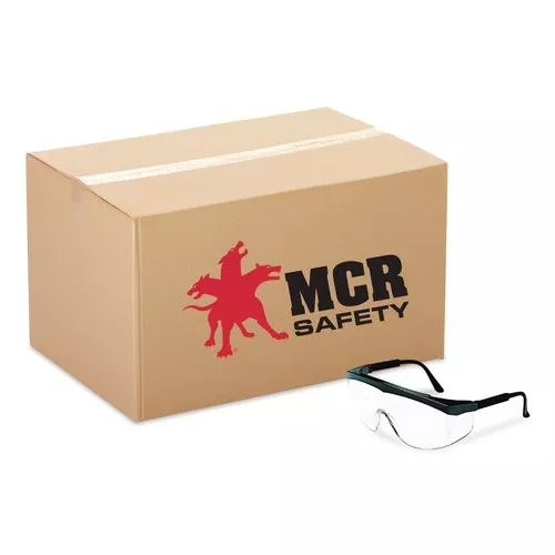 MCR Safety TK110 Tomahawk Wraparound Safety Glasses with Black Nylon Frame - Clear (12/Box)