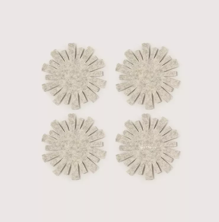 Merino Wool Starburst Coaster 4 Pack - Heather White