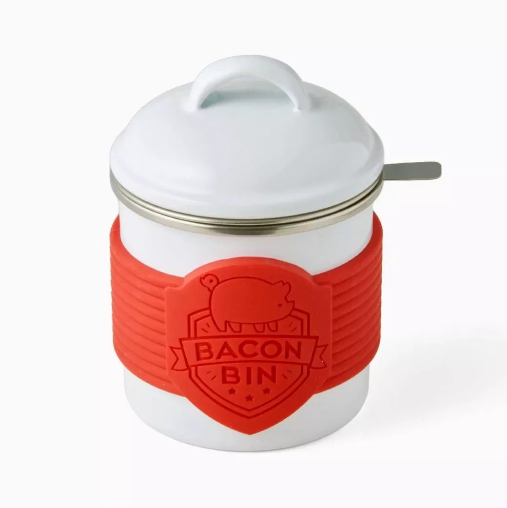 Metal Bacon Bin with Lid & Strainer