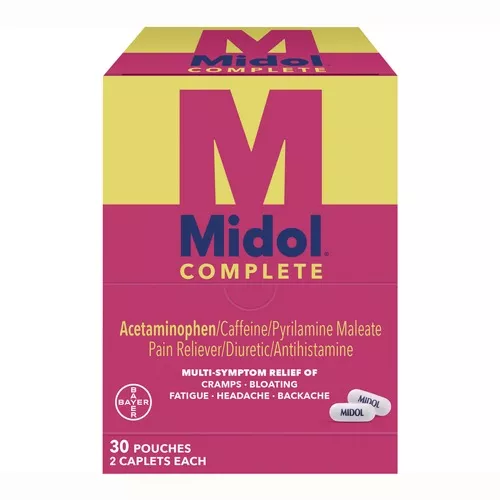 Midol 64458 Complete Menstrual Caplets 2/Pack 30 Packs/Box