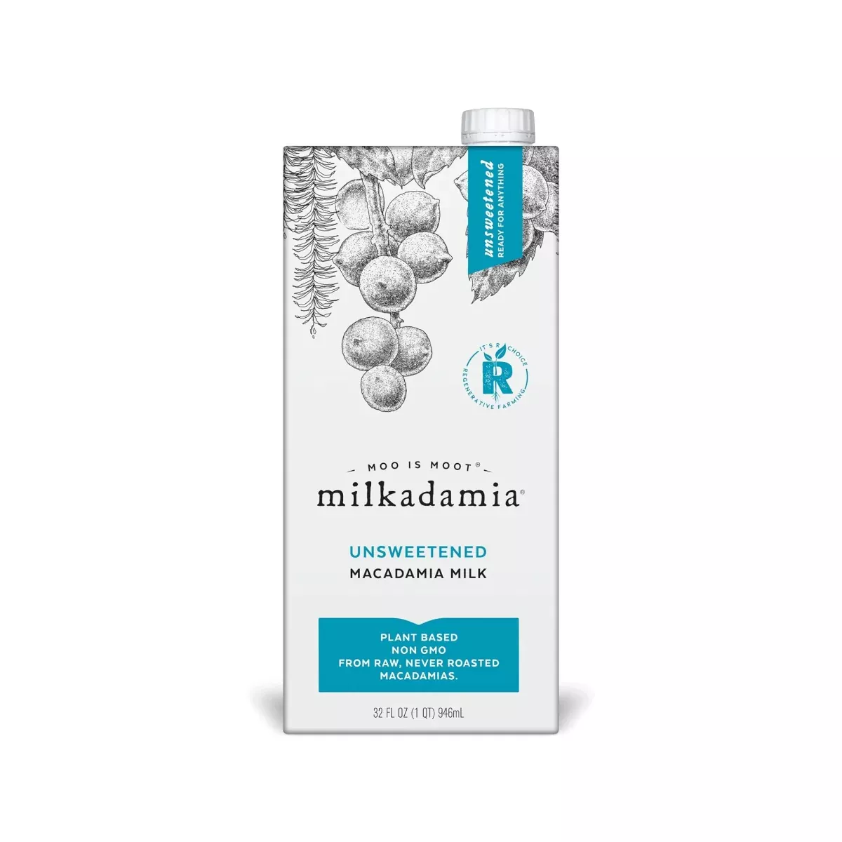 Milkadamia Unsweetened Macadamia Milk (32 fl oz / 946ml)