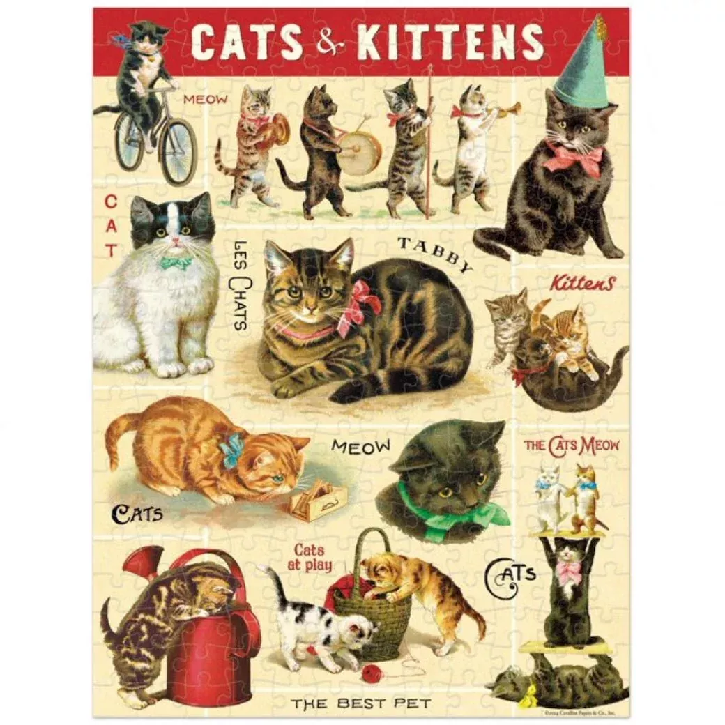 Mini Jigsaw Puzzle 240 Pieces Vintage-Style Cats & Kittens