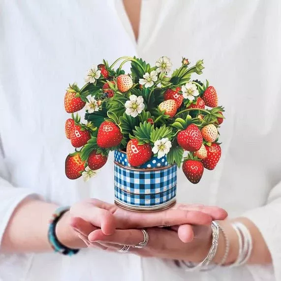 Mini Strawberry Blossoms Pop Up Greeting Card