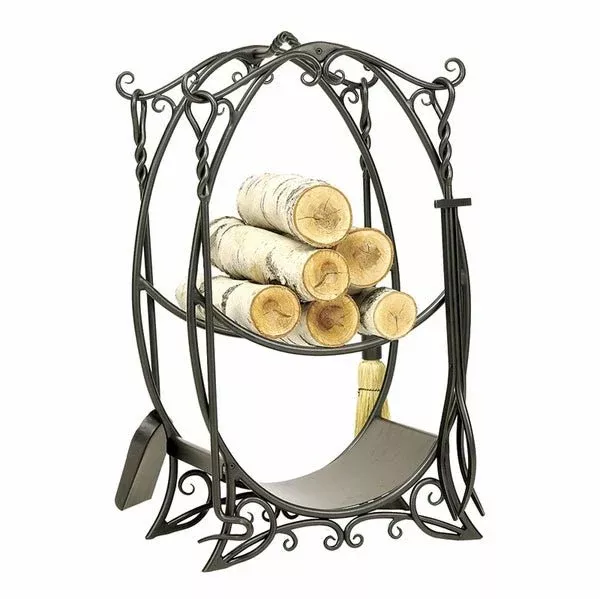 Minuteman Cottage Wood Holder w/ Tools - Graphite