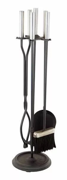 Minuteman Pewter and Black Wrought Iron 4-Piece Tool Set