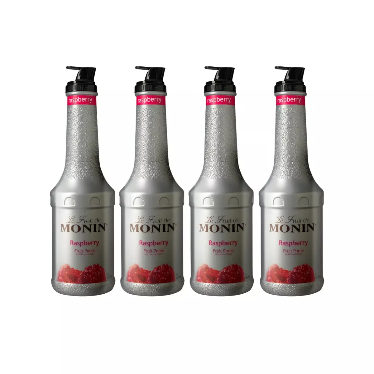Monin Raspberry Puree 1L Plastic Bottle (Pack of 4)