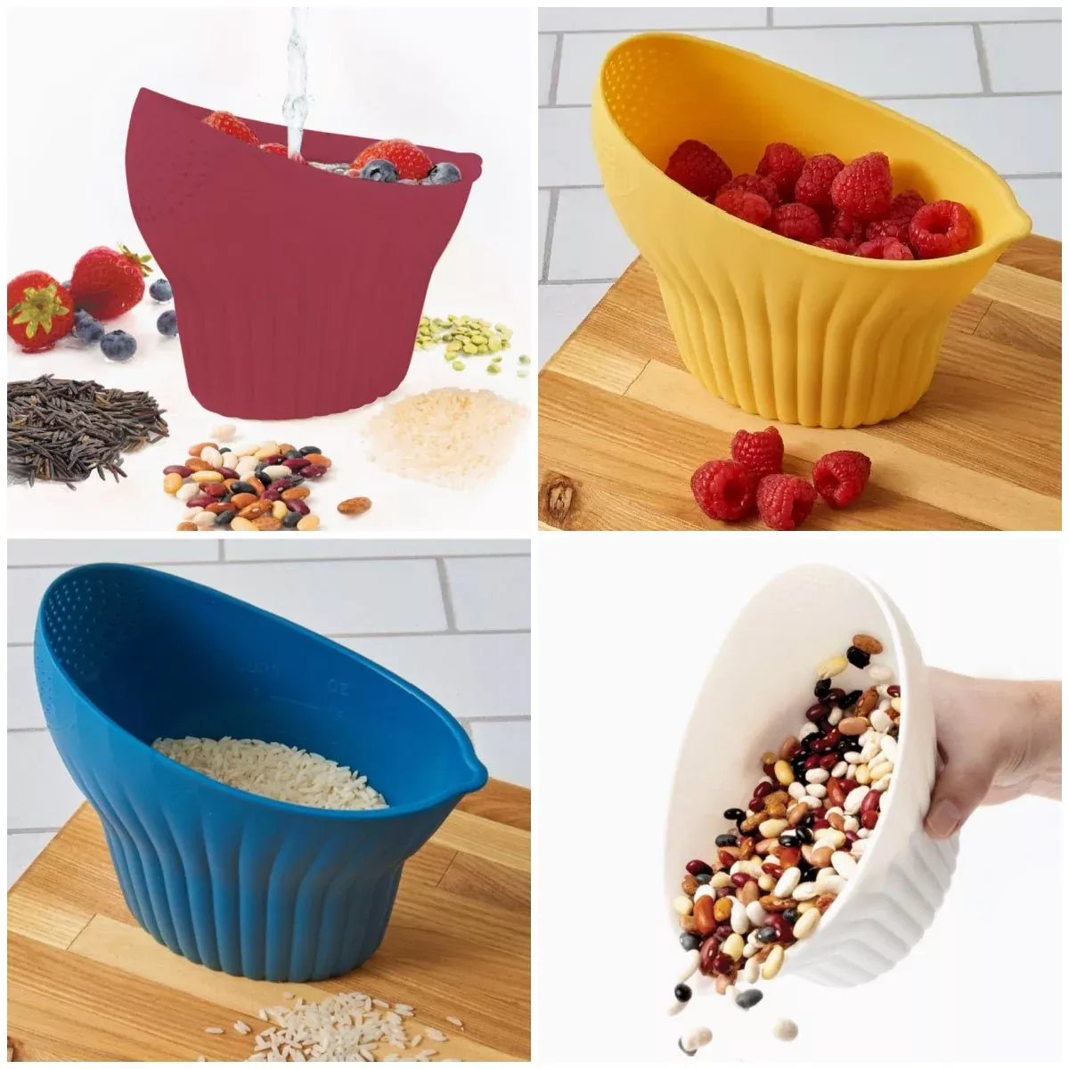 Multi-use Measure, Rinse & Strain Bowl CHOICE of Color