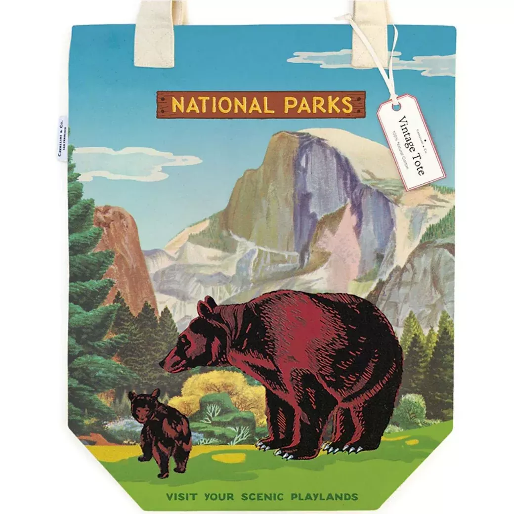 National Parks Canvas Tote Bag Bear & Mountains