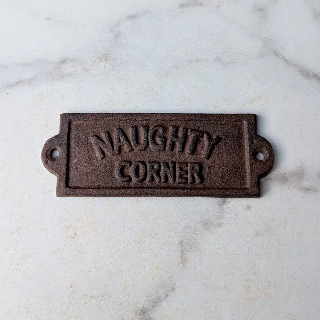 Naughty Corner Vintage-Style Cast Iron Plaque