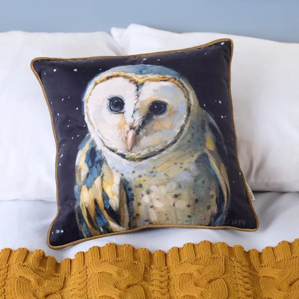 Night Barn Owl Accent Pillow