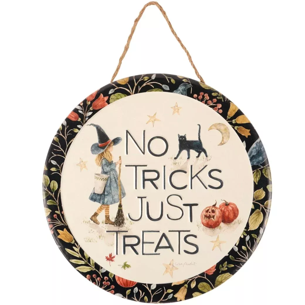 “No Tricks Just Treats” Embossed Metal Wall Decor