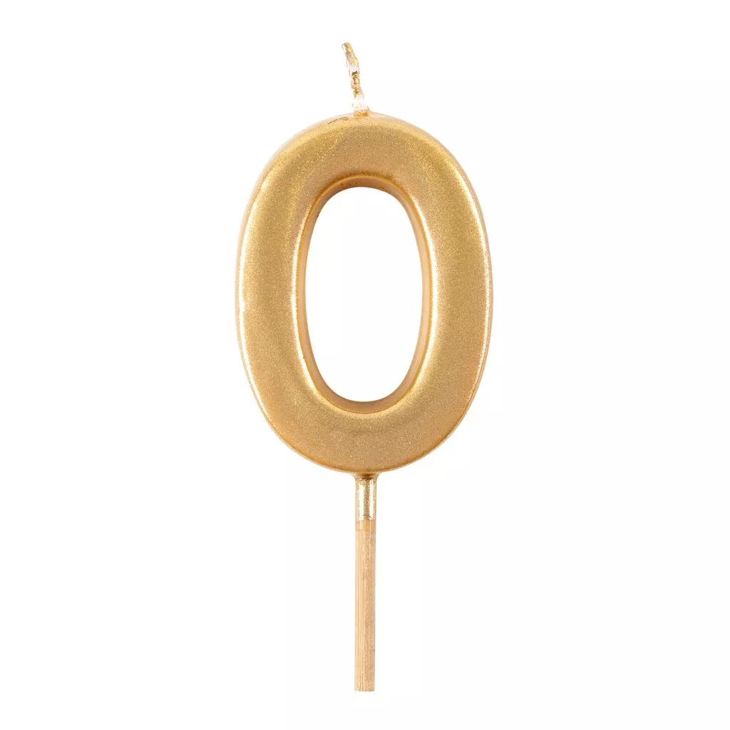 Number Birthday Candles in Gold – "0"