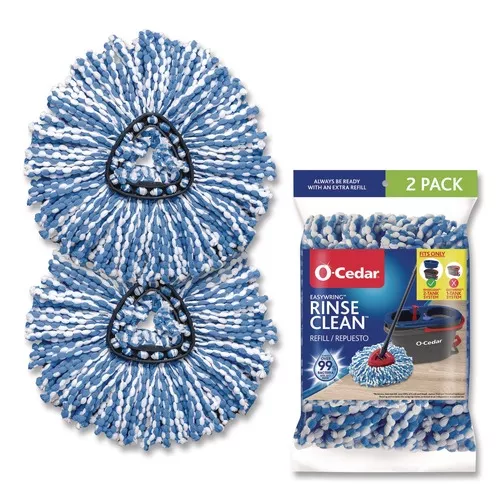 O-Cedar 172092CT Rinse Clean Microfiber Refill Custom Size for Rinse Clean Mop System - Blue/White (6 Packs/Carton)