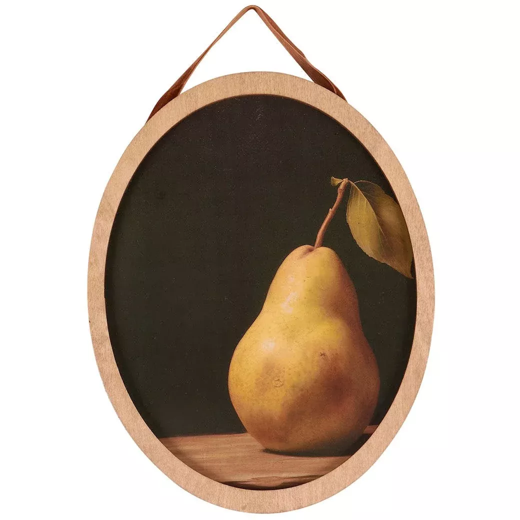 Oval Dark Academia Vintage-Style Framed Pear Print