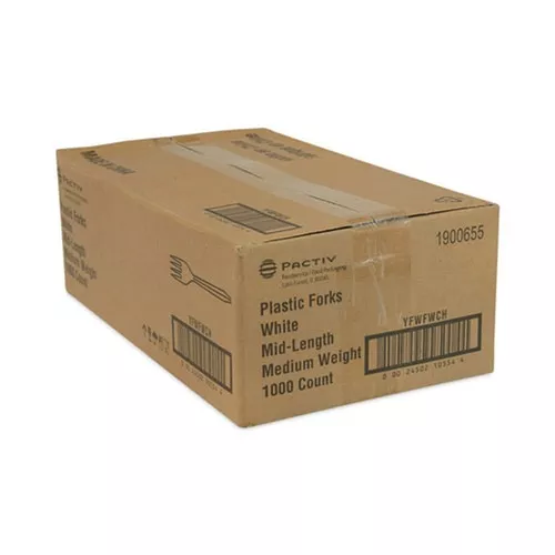 Pactiv Corp. YFWFWCH Fieldware Mediumweight Fork Cutlery - White (1,000/Carton)