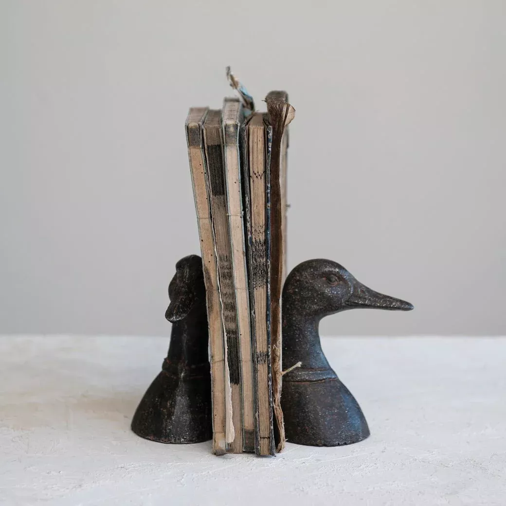 Pair of Cast Iron Duck Head Bookends