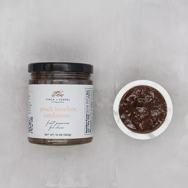 Peach Bourbon Cardamom Fruit Preserves for Cheese Pairing