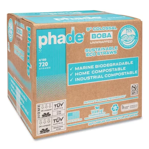 phade 511208 9 in. Marine Biodegradable Boba Straws - Ocean Blue (720/Carton)