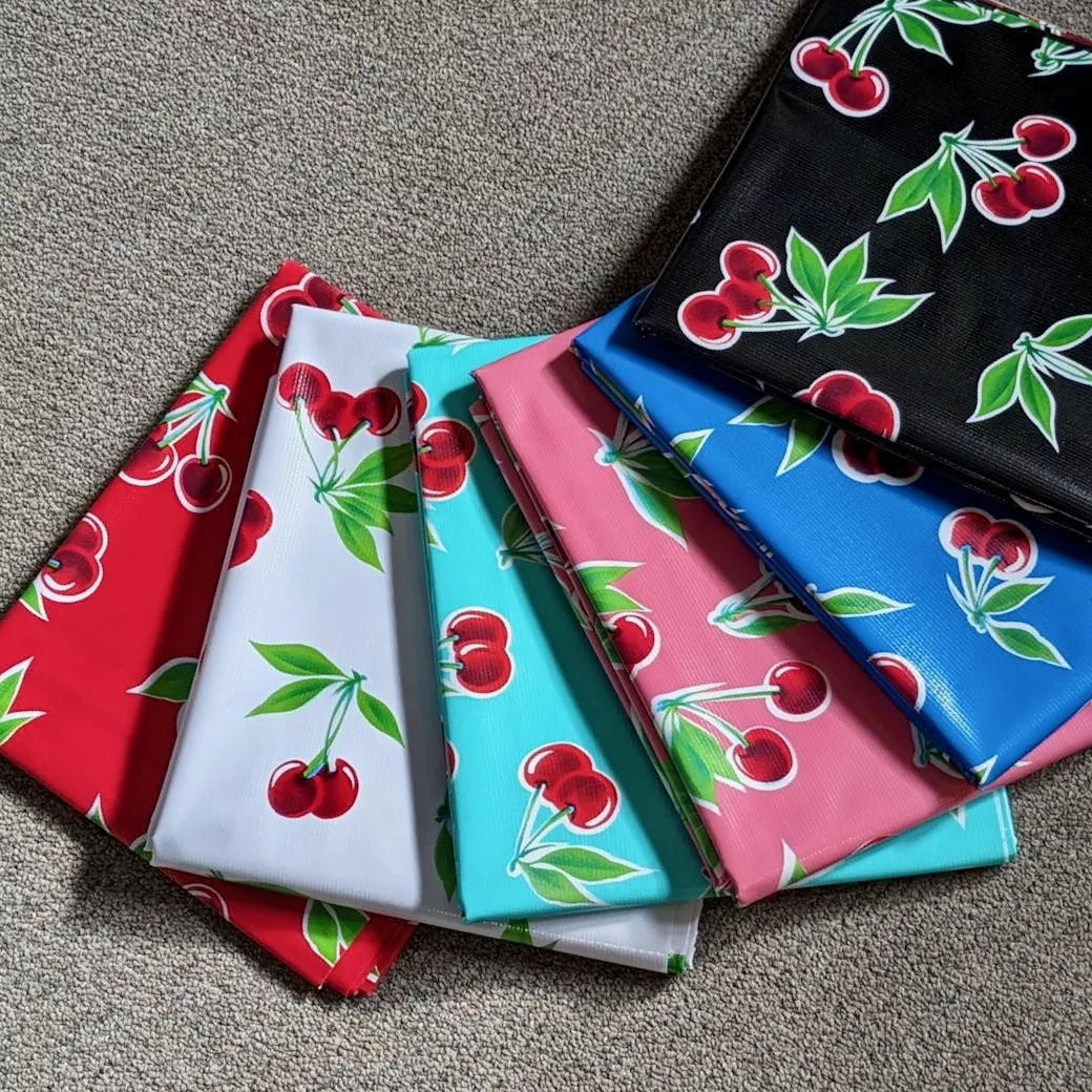 Picnic Table Size Oil Cloth Tablecloth Cherries 84x48"