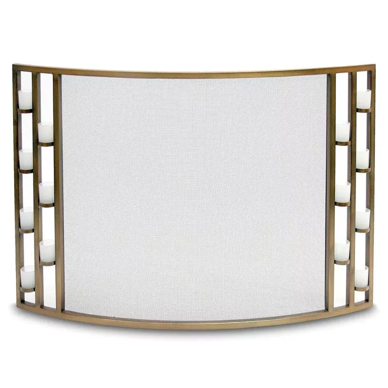 Pilgrim Bowed Candlewood Tea Light Screen - Antique Brass