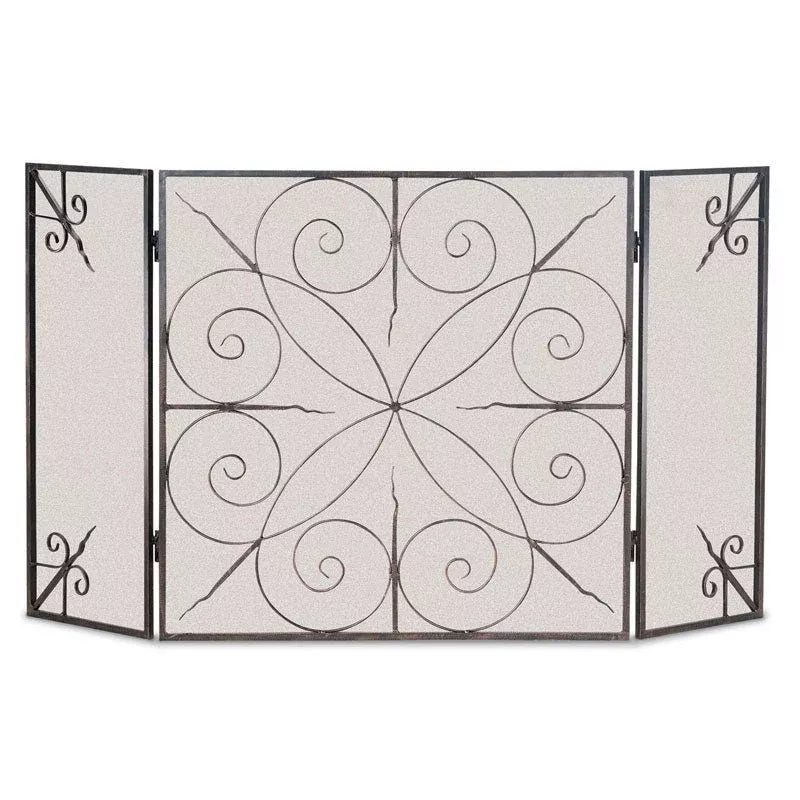 Pilgrim Brushed Bronze 3 Panel Elements Fireplace Screen